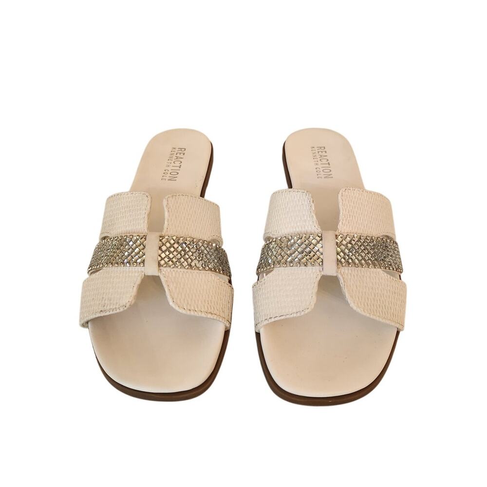 NIB Reaction Kenneth Cole Women’s Whisp Rhinestone Slide Sandal White 6